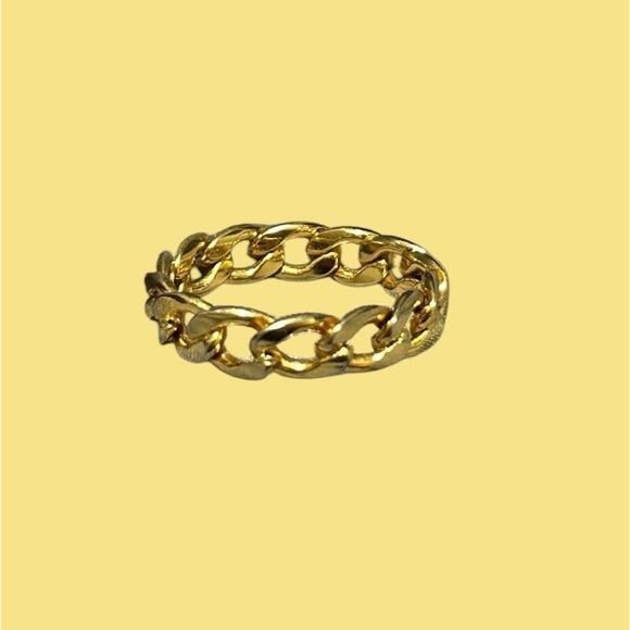 Gold Cuban Chain Ring - Picture 1 of 3